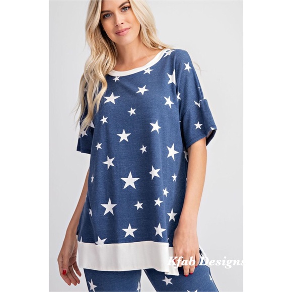 Tops - ⭐️LAST 1! Super Soft Star Print Contrast Band Top